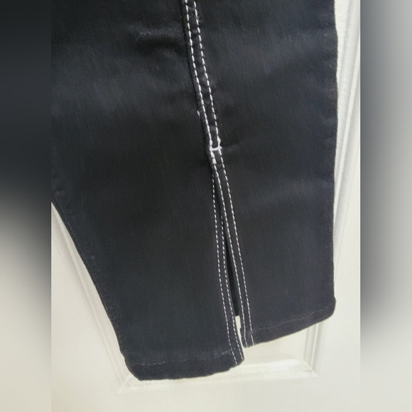 Zara Black Denim Jeans w/White Stitching Split Ankles Size 8 - Picture 4 of 5